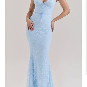 House of CB Light Blue Lace Maxi Dress